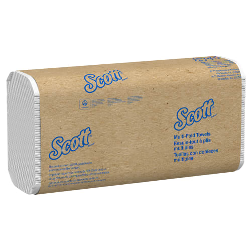 Scott 100% Recycled Fiber Multifold Paper Towels With Absorbency Pockets, White